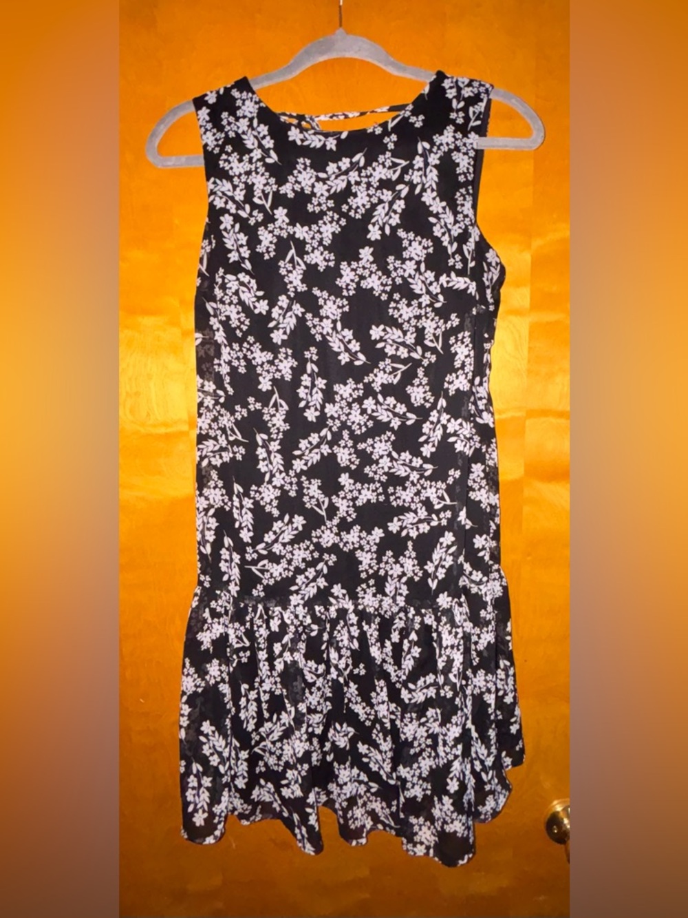 Calvin Klein Floral Dress Size 8 | Black White Fit & Flare | Classic Chic